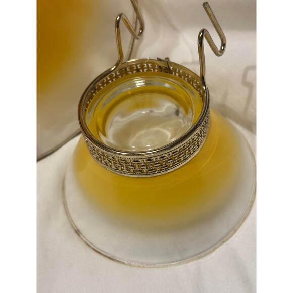Vintage Anchor Hocking Chip & Dip Bowl Set Frosted Yellow 2 Tier MCM Party 60s - Picture 12 of 15